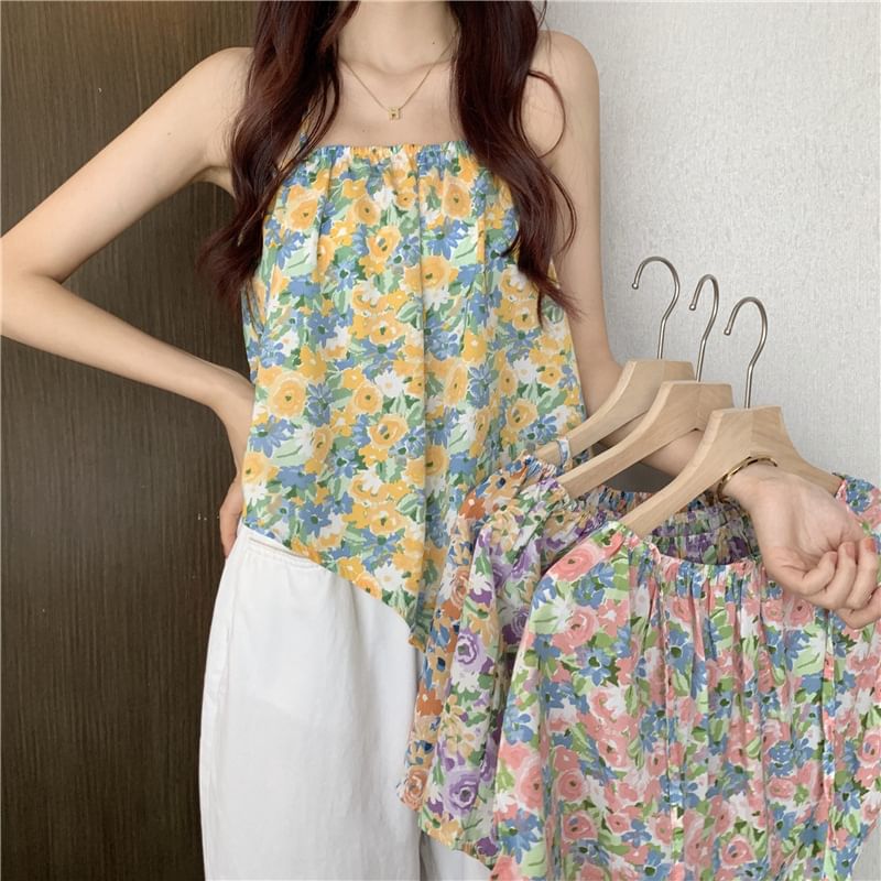 Halter Print Floral Top