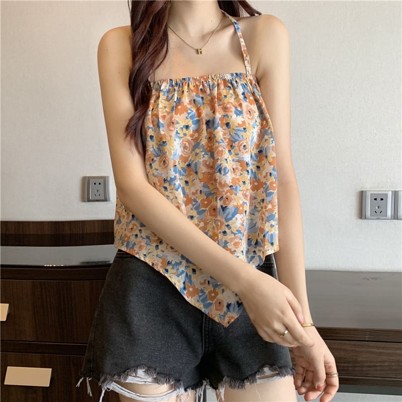 Halter Print Floral Top