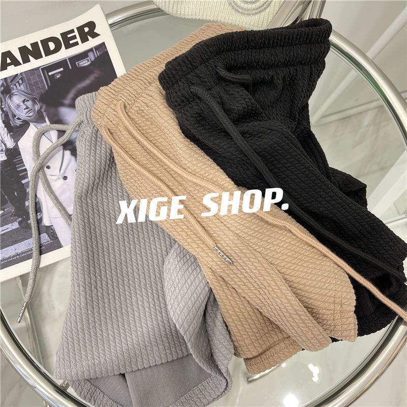 Plain Waist Drawstring Shorts