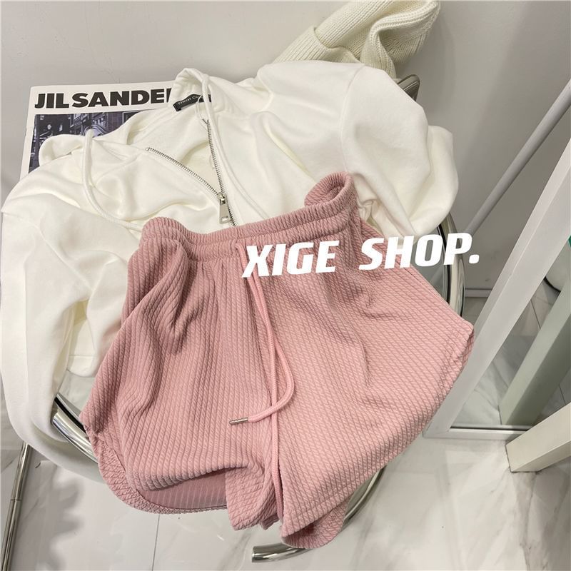 Plain Waist Drawstring Shorts