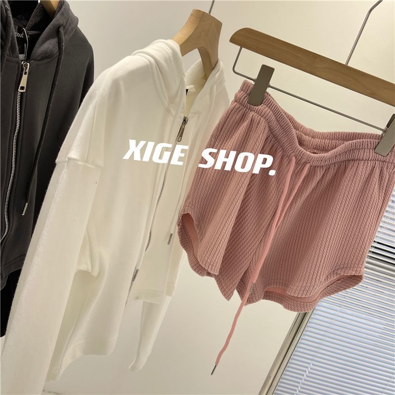 Plain Waist Drawstring Shorts