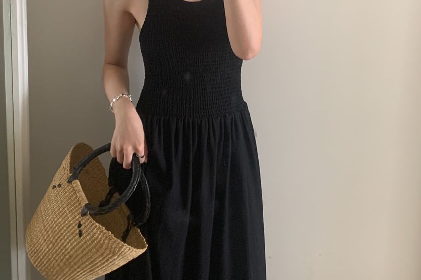 Spaghetti Strap Open Back Maxi A-Line Dress