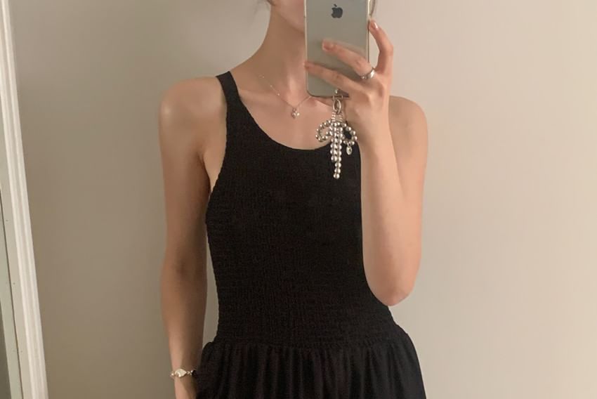 Thin Strap Solid Open Back Maxi A-Line Dress