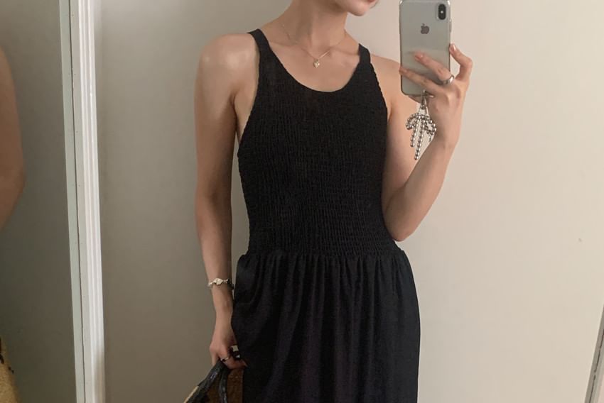 Spaghetti Strap Open Back Maxi A-Line Dress