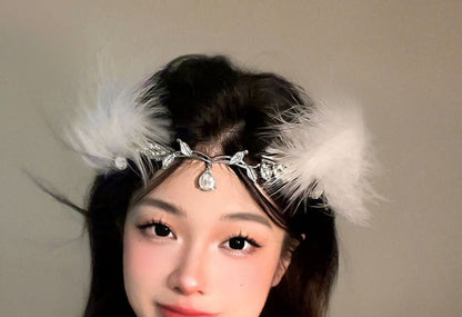 Rhinestone And Feather Headband