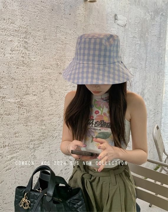 Plaid Reversible Bucket Hat