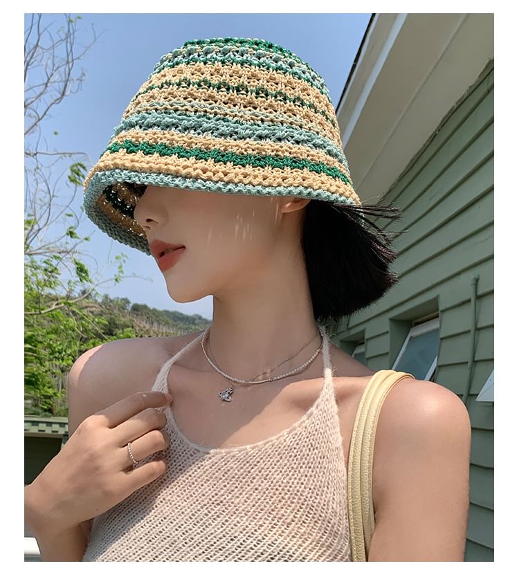 Striped Crochet Bucket Hat