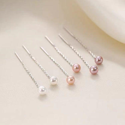 Faux Pearl Sterling Silver Threader Earring