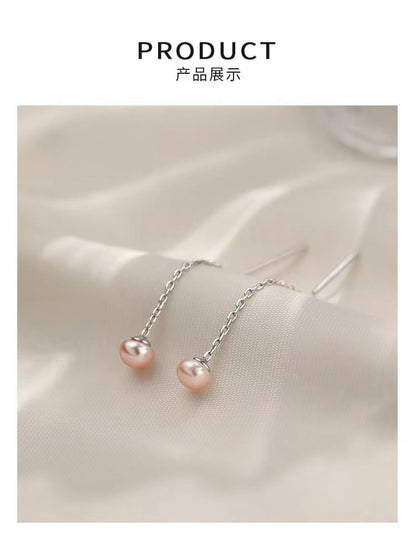 Faux Pearl Sterling Silver Threader Earring