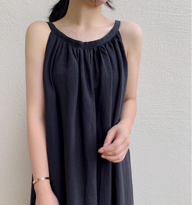 Strapless Solid A-Line Maxi Dress