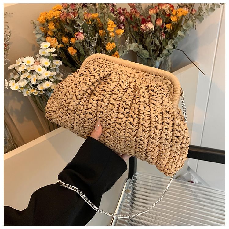 Straw Crossbody Chain Bag Strap