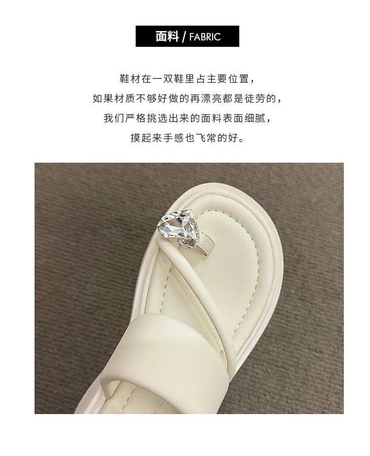 Sandals Heart Rhinestone Platform Toe Slide Loop