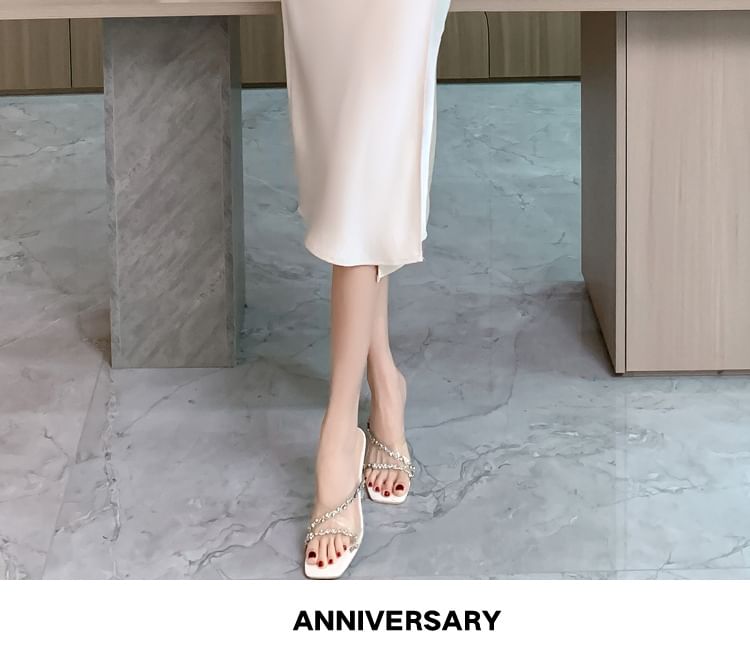 Thin Strap Cowl Neck Slit Party Midi Dress