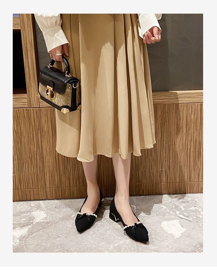 Pointed Pumps Pearl Faux Toe