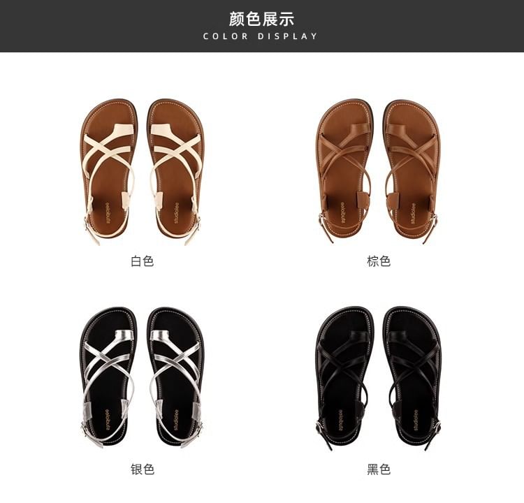 Sandals Platform Loop Toe Cross Criss