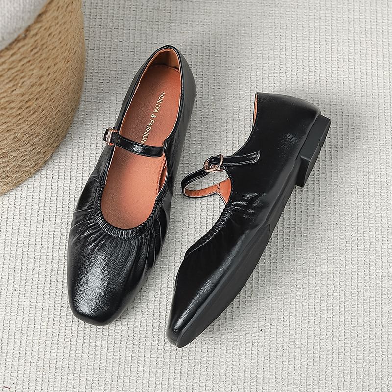 Ruched Mary Jane Flats