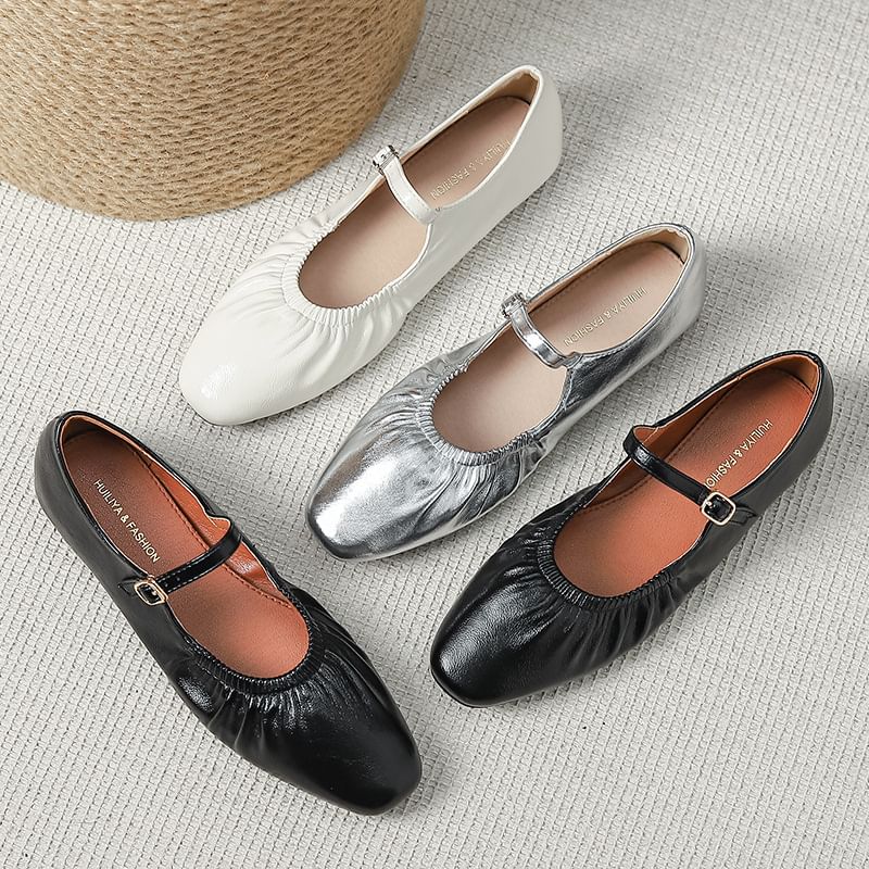 Ruched Mary Jane Flats