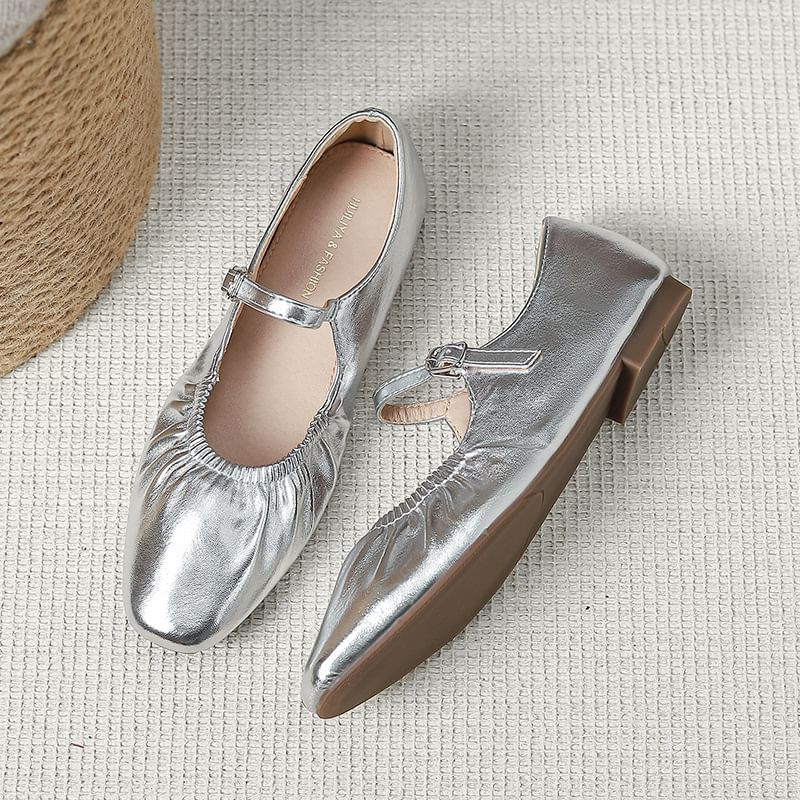 Ruched Mary Jane Flats