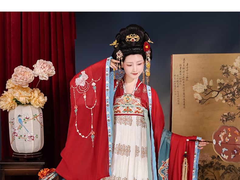 Flower Hanfu Jacket / Wrap Top / Maxi Dress / Set