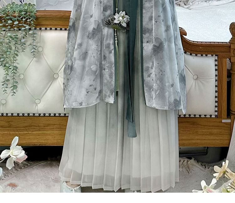 Flower Hanfu Jacket / Camisole Top / Maxi Skirt / Set