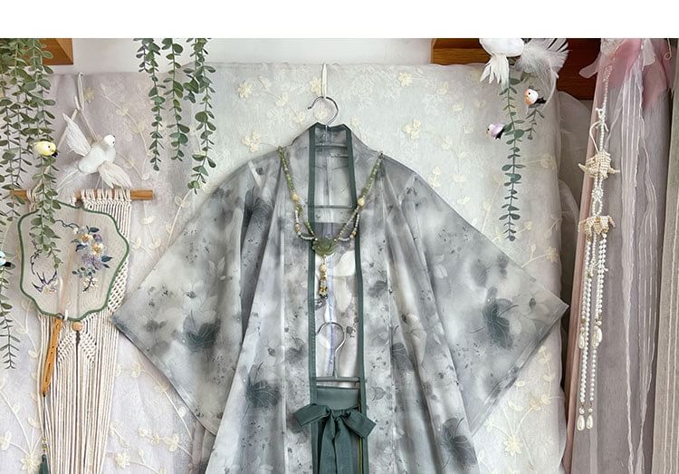 Flower Hanfu Jacket / Camisole Top / Maxi Skirt / Set