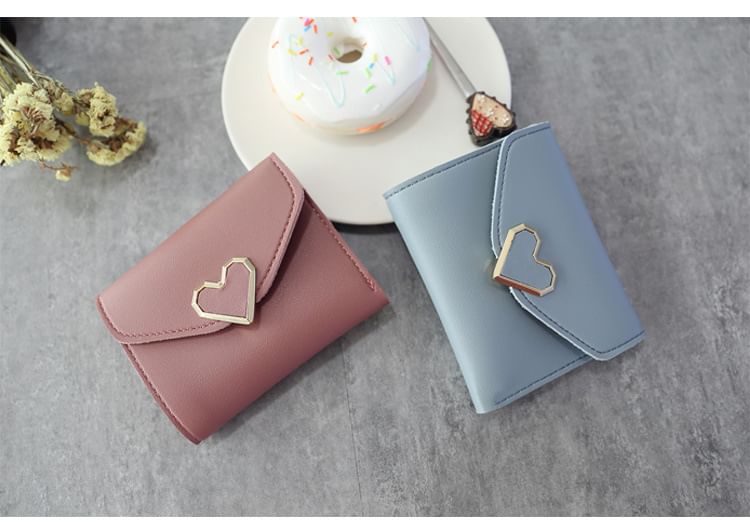 Short Heart Faux Leather Wallet Accent