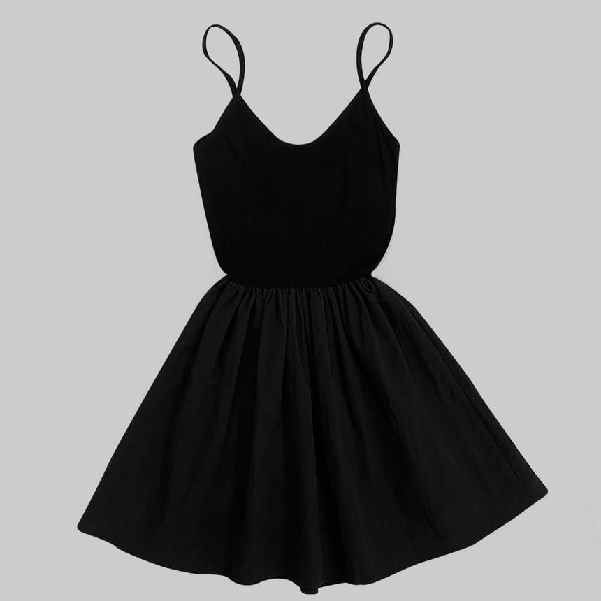 Thin Strap Solid A-Line Mini Dress