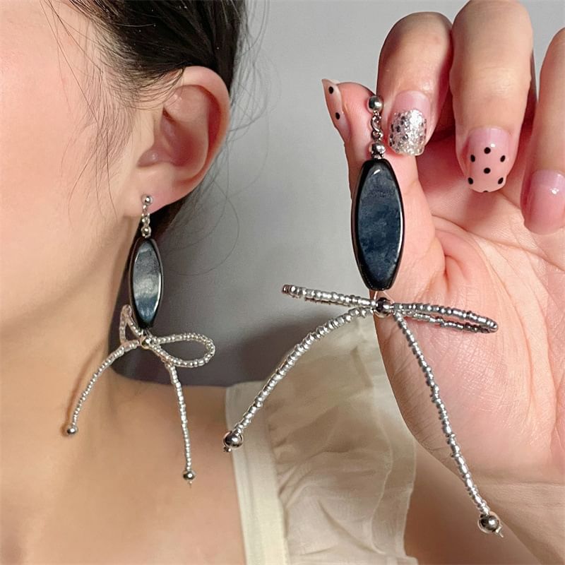 Necklace Earring / Beaded Bow Drop