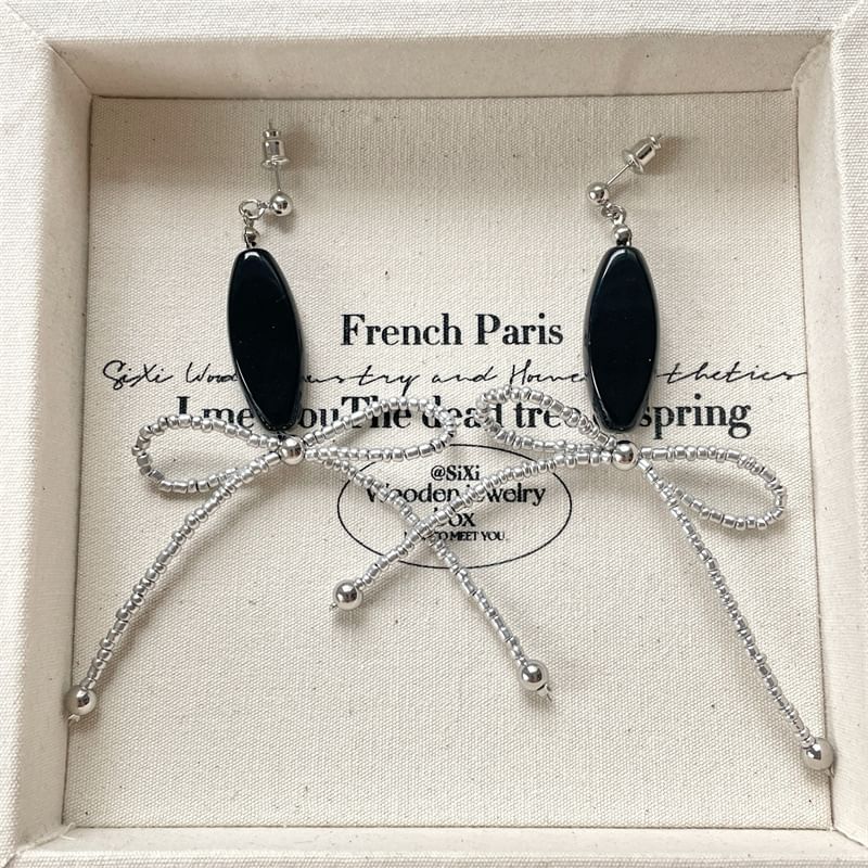 Necklace Earring / Beaded Bow Drop