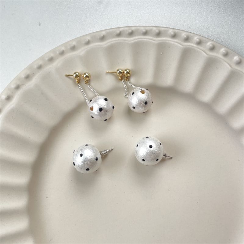 Dotted Faux Pearl Drop Earring / Stud Earring
