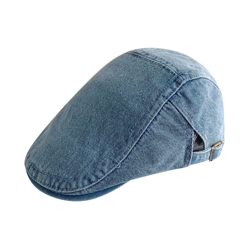 Washed Denim Flat Cap