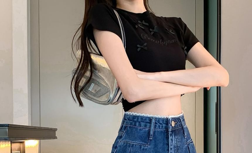 High Waist Wide Leg Denim Shorts