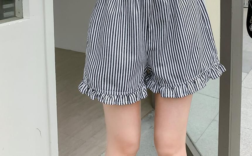 High Waist Striped Wide Leg Shorts