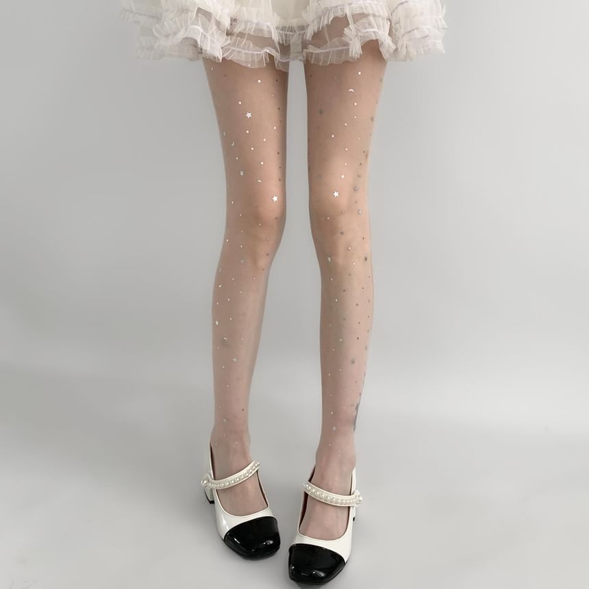 Star Print Sheer Tights