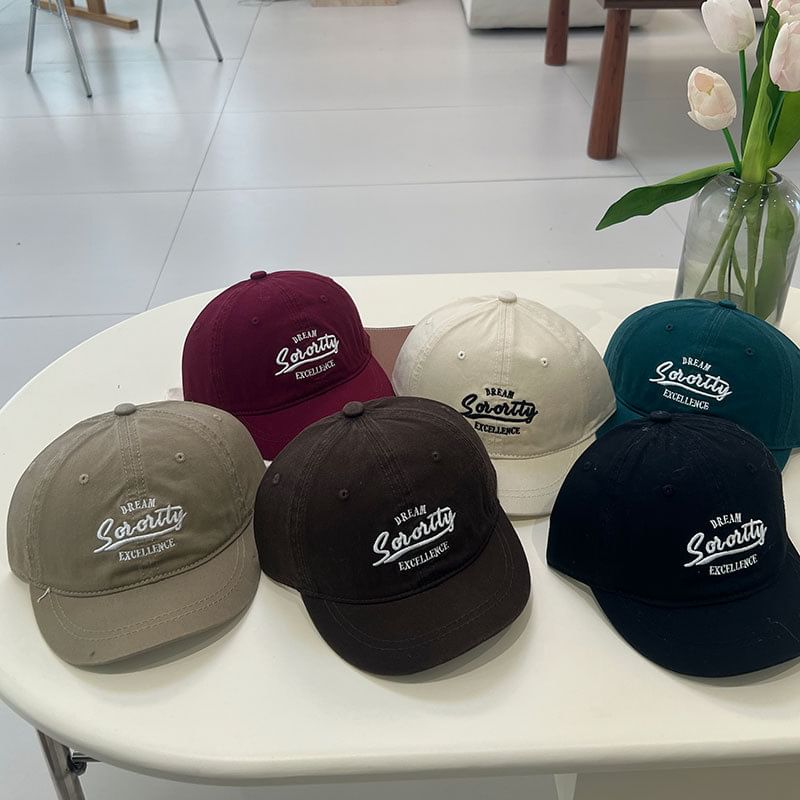Brim Lettering Embroidered Cap Short