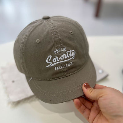 Lettering Embroidered Short Brim Cap