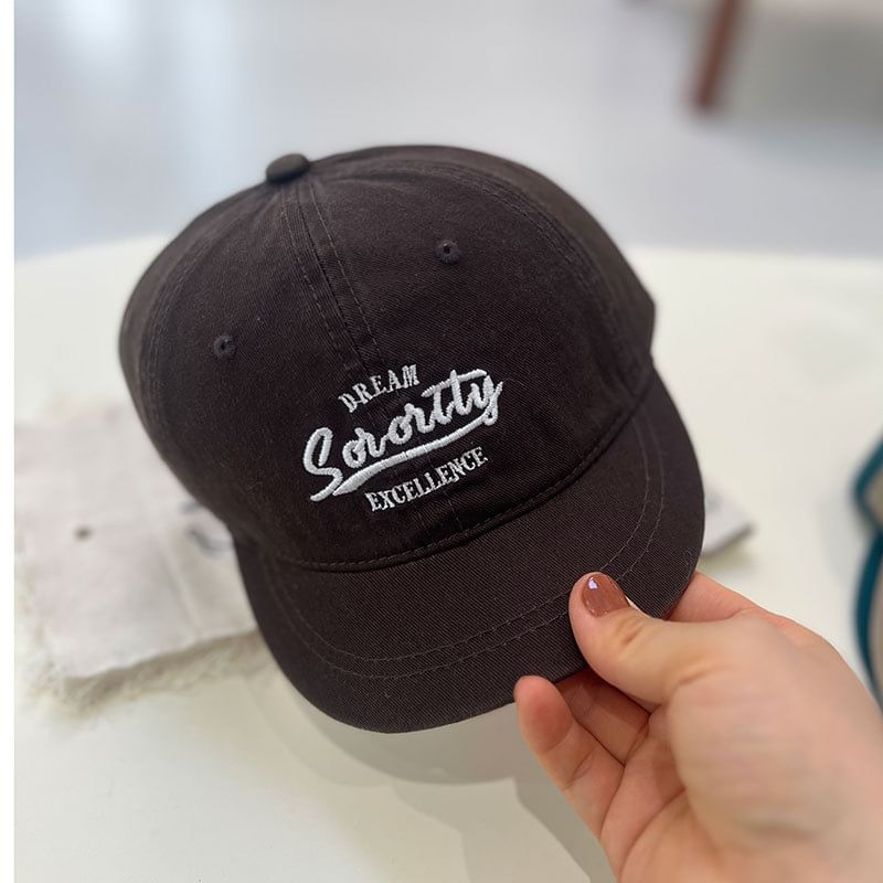 Lettering Embroidered Short Brim Cap