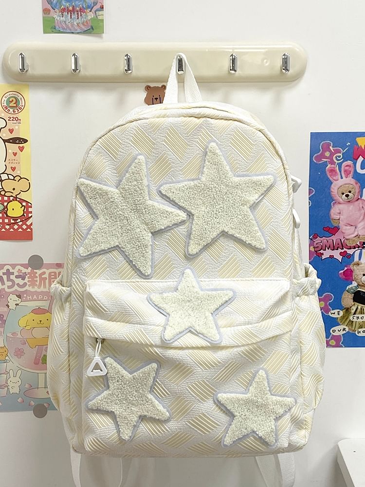 Star Applique Zipper Nylon Backpack