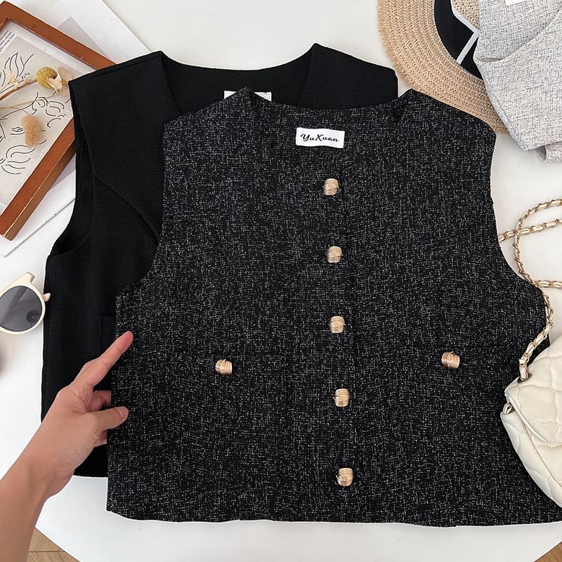Round Neck Button Vest