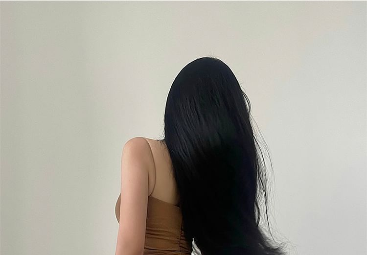 Thin Strap Solid Glitter Ruched Mini Bodycon Dress