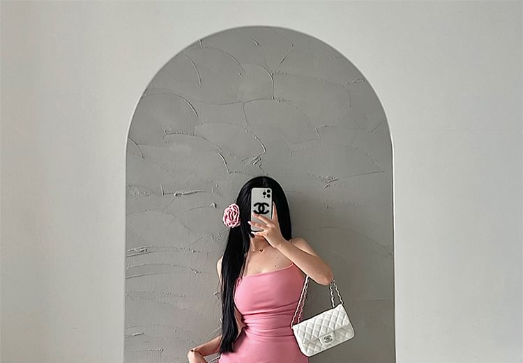 Thin Strap Solid Asymmetrical Ruched Mini Bodycon Dress