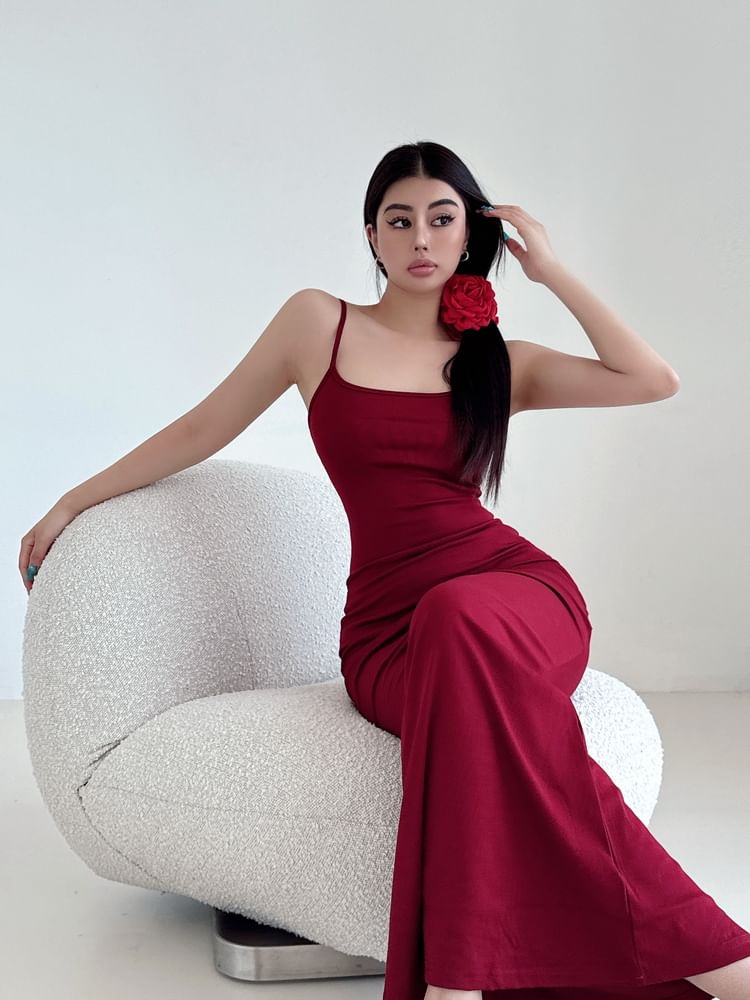 Thin Strap Solid Maxi Mermaid Dress