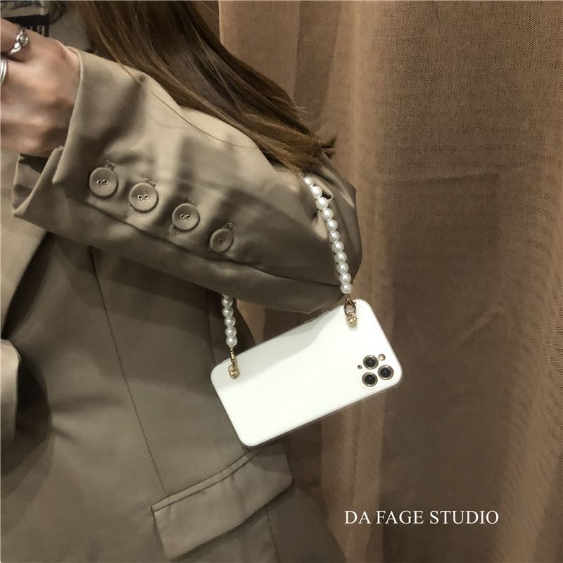 Phone Faux Strap Case Pearl