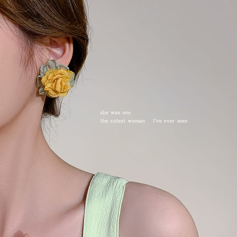 Floral Fabric Stud Earring