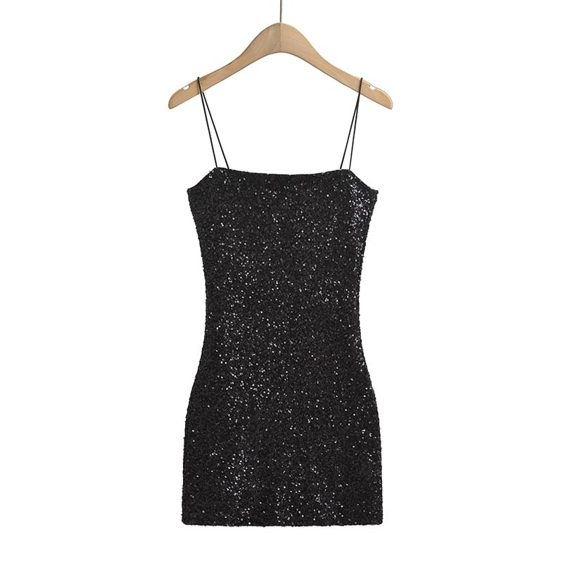 Thin Strap Sequin Mini Bodycon Dress