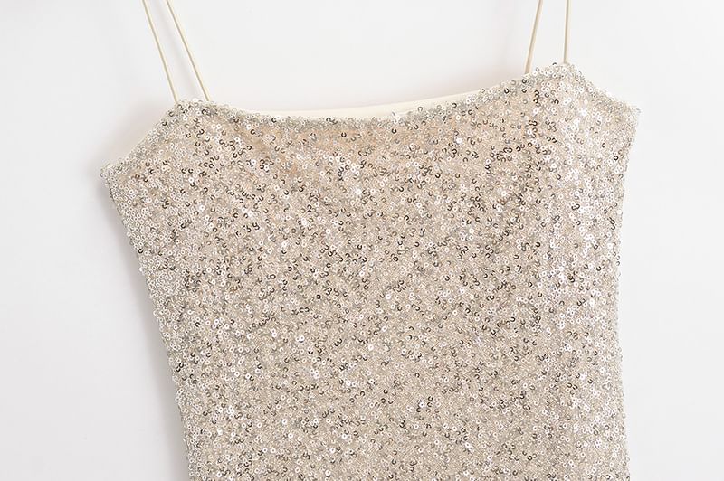 Thin Strap Sequin Mini Bodycon Dress