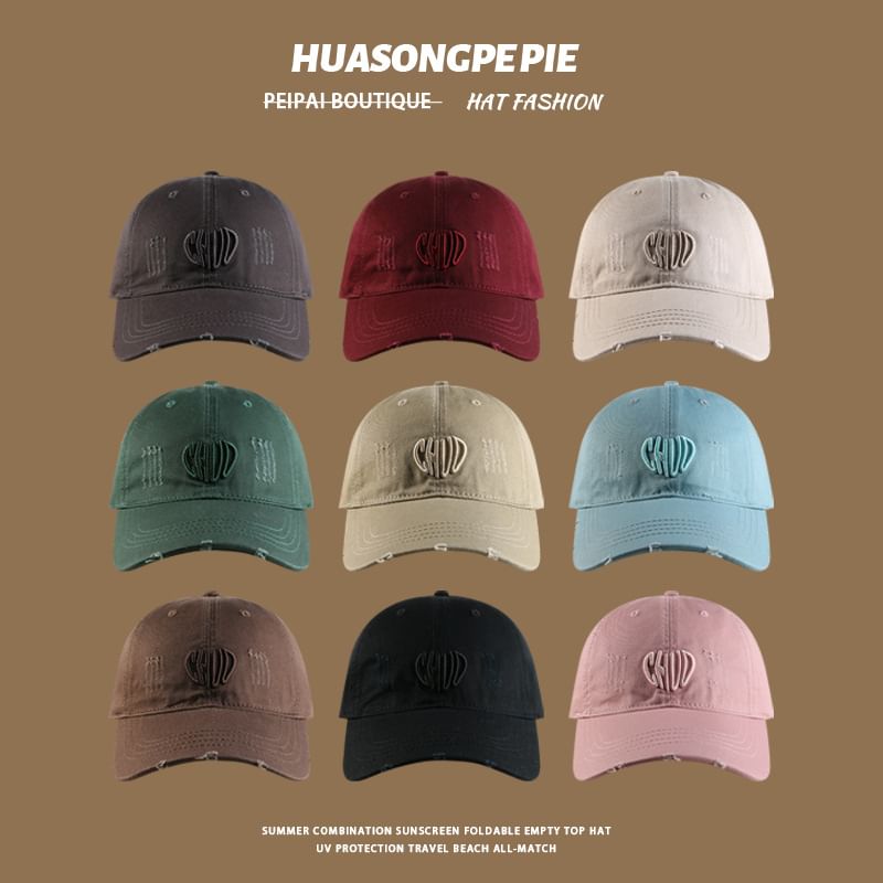 Letter Distressed Cap Embroidered Baseball