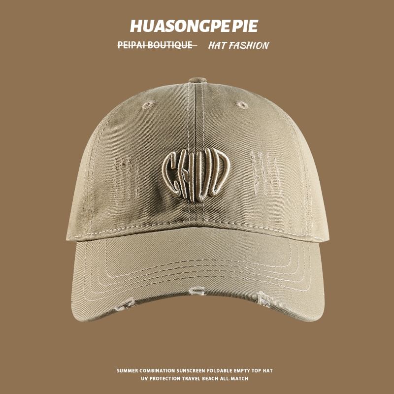 Letter Distressed Cap Embroidered Baseball