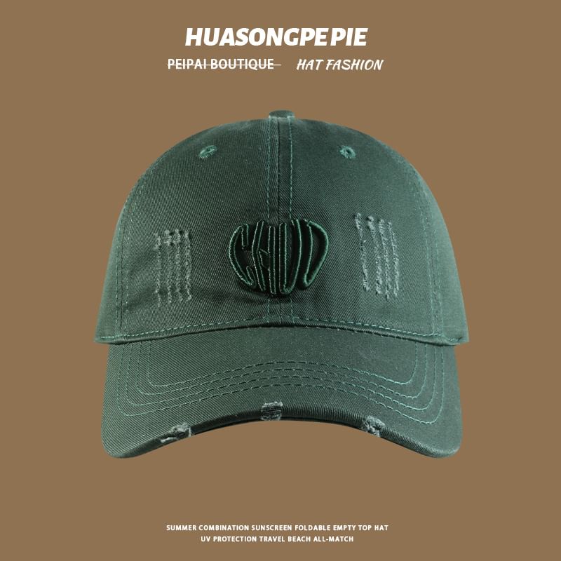 Letter Distressed Cap Embroidered Baseball