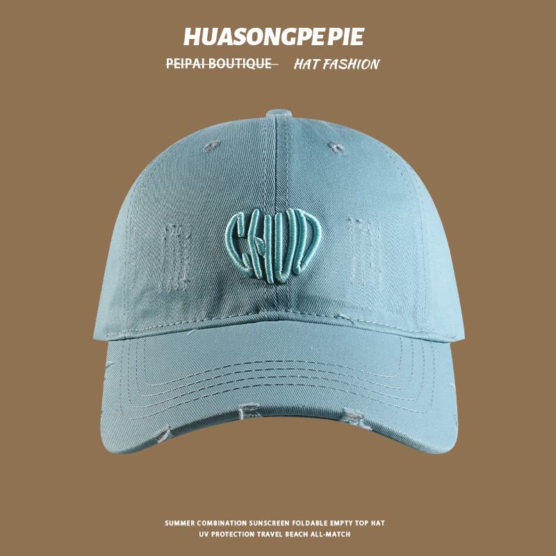 Letter Distressed Cap Embroidered Baseball